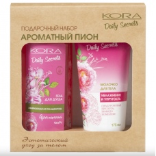KORA Daily Secrets Подарочный набор "Ароматный пион. Увлажнение и упругость", 425 мл